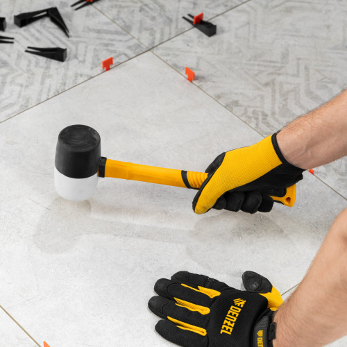 Киянка резиновая, 450 г, черно-белая, фибергласовая рукоятка c TPR покрытием Denzel по ценам производителя в Уфе с доставкой по всей России