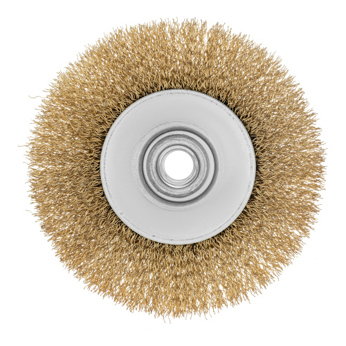Щетка для УШМ, 115 мм, М14, "тарелка", латунированная витая проволока Matrix по ценам производителя в Уфе с доставкой по всей России