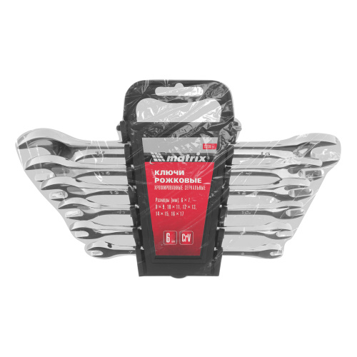 Набор ключей рожковых 6 шт, 6-17 мм, CrV, Elliptical, зеркальное хромирование Matrix по ценам производителя в Уфе с доставкой по всей России