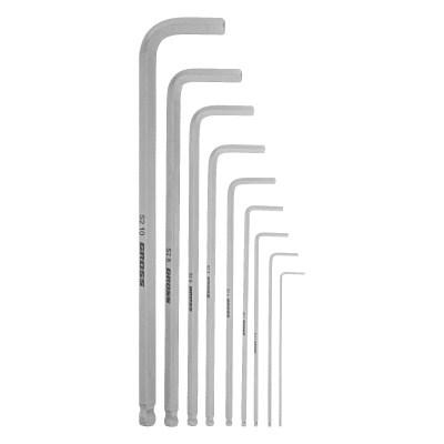 Набор ключей имбусовых HEX, 1.5-10 мм, S2, 9 шт, экстра-длинные с шаром, сатинированные Gross по ценам производителя в Уфе с доставкой по всей России