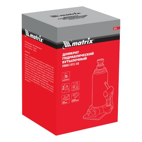 Домкрат гидравлический бутылочный, 20 т, h подъема 244-449 мм Matrix по ценам производителя в Уфе с доставкой по всей России