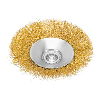 Щетка для УШМ, 125 мм, М14, "тарелка", латунированная витая проволока Matrix по ценам производителя в Уфе с доставкой по всей России