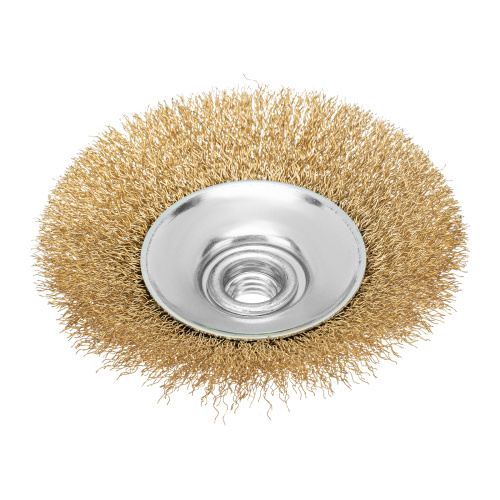 Щетка для УШМ, 115 мм, М14, "тарелка", латунированная витая проволока Matrix по ценам производителя в Уфе с доставкой по всей России