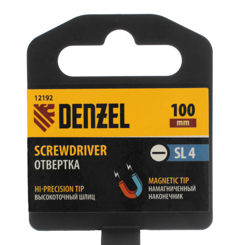 Отвертка SL4х100 мм, CrV, трехкомпонентная рукоятка Denzel по ценам производителя в Уфе с доставкой по всей России