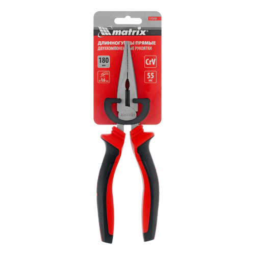 Длинногубцы прямые, 180 мм, хром-ванадий, двухкомпонентные рукоятки Matrix по ценам производителя в Уфе с доставкой по всей России