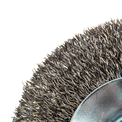 Щетка для УШМ, 100 мм, "Тарелка", витая нержавеющая проволока 0.3 мм, М14 Denzel по ценам производителя в Уфе с доставкой по всей России