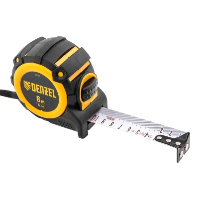 Рулетка 8м х 32мм, автоматич. фиксац., нейлон. покрытие, магнит. зацеп, двухстор. разметка Denzel по ценам производителя в Уфе с доставкой по всей России
