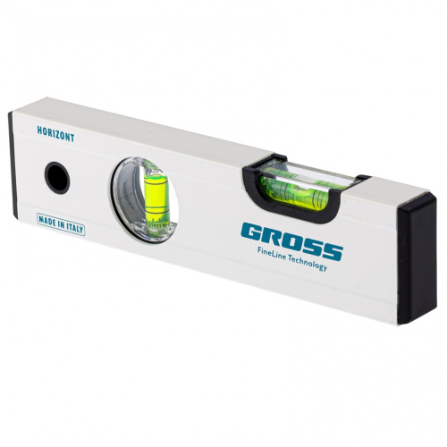 Уровень алюминиевый, 200 мм, фрезерованный, 2 глазка, магнитный Gross по ценам производителя в Уфе с доставкой по всей России