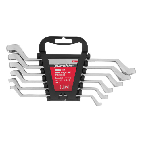 Набор ключей накидных, 6-17 мм, CR-V, 6 шт, полированный хром Matrix по ценам производителя в Уфе с доставкой по всей России