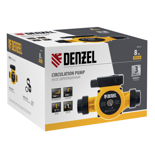Циркуляционный насос CP32-8, напор 8 м, 160 л/мин, 1 м кабель, монт. длина 180 мм Denzel по ценам производителя в Уфе с доставкой по всей России