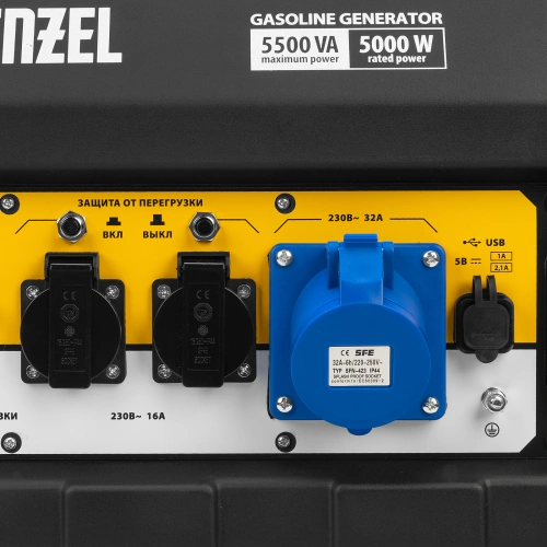 Генератор бензиновый PS 55 EA, 5.5 кВт, 230 В, 25 л, коннектор автоматики, электростартер Denzel по ценам производителя в Уфе с доставкой по всей России