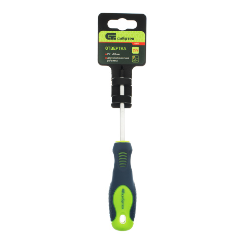 Отвертка, PZ1 х 80 мм, CrV, двухкомпонентная рукоятка Сибртех по ценам производителя в Уфе с доставкой по всей России