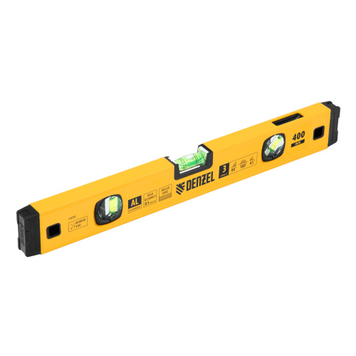 Уровень алюминиевый, магнит., фрезерованный, 3 глазка (1 зеркал.) 0,5 мм/м, 400 мм Denzel по ценам производителя в Уфе с доставкой по всей России