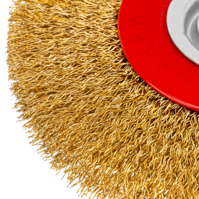 Щетка для точила, 125 мм, посадка 20 мм, плоская, латунированная витая проволока Matrix по ценам производителя в Уфе с доставкой по всей России