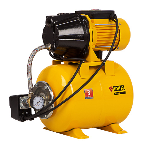 Насосная станция PS1100С, 1100 Вт, 4500 л/ч, ресивер 24 л, подъем 46 м, чугун Denzel по ценам производителя в Уфе с доставкой по всей России