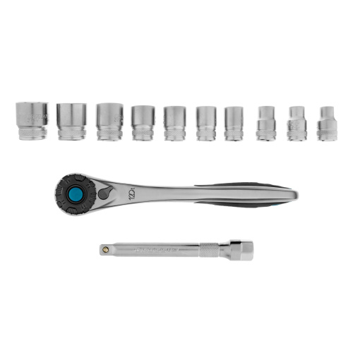 Набор торцевых головок, трещотка 120 зубьев, 3/8", CrV, 12 предметов Gross по ценам производителя в Уфе с доставкой по всей России