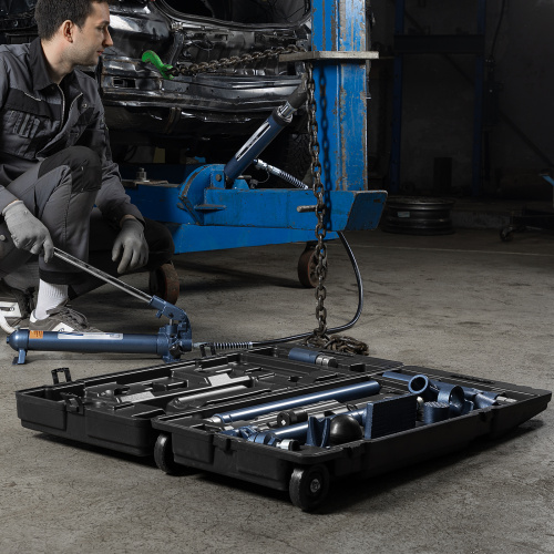 Растяжка гидравлическая, 10 т, набор из 17 предметов, 7 сменных насадок, в пластиковом кейсе на колесах Stels по ценам производителя в Уфе с доставкой по всей России