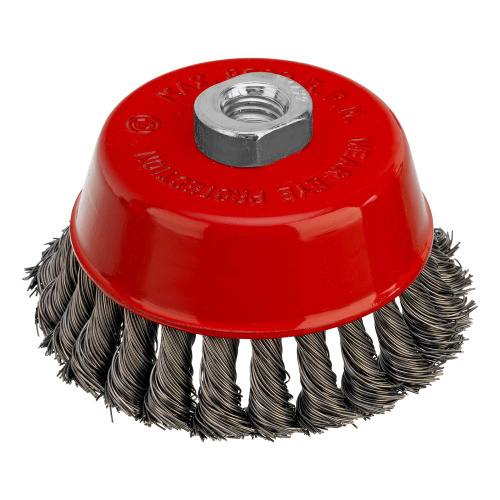 Щетка для УШМ, 100 мм, М14, "чашка", крученая проволока 0.5 мм Matrix по ценам производителя в Уфе с доставкой по всей России