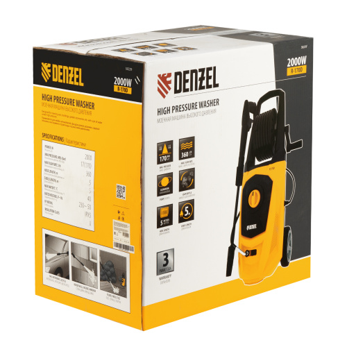 Моечная машина высокого давления R-170D, 2000 Вт, 170 бар, 360 л/ч, с барабаном Denzel по ценам производителя в Уфе с доставкой по всей России