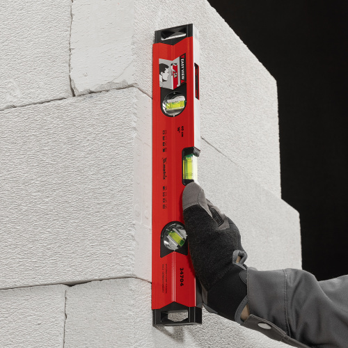 Уровень алюминиевый магнитный, 400 мм, фрезерованный, 3 глазка (1 зеркальный) усиленный Matrix по ценам производителя в Уфе с доставкой по всей России