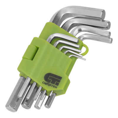 Набор ключей имбусовых HEX, 1.5-10 мм, 45x, закаленные, 9 шт, короткие, никель Сибртех по ценам производителя в Уфе с доставкой по всей России