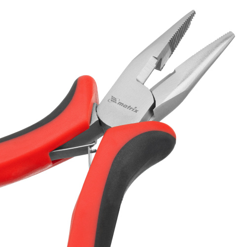 Длинногубцы прямые Mini, 130 мм, никелированные, авторазжим, двухкомпонентные рукоятки Matrix по ценам производителя в Уфе с доставкой по всей России