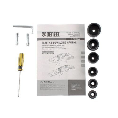 Аппарат для сварки пластиковых труб DWP-800, Х-Pro, 800 Вт, 300 град, комплект насадок, 20-32 мм Denzel по ценам производителя в Уфе с доставкой по всей России