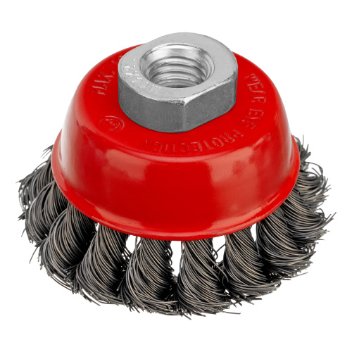 Щетка для УШМ, 65 мм, М14, "чашка", крученая проволока 0.35 мм Matrix по ценам производителя в Уфе с доставкой по всей России