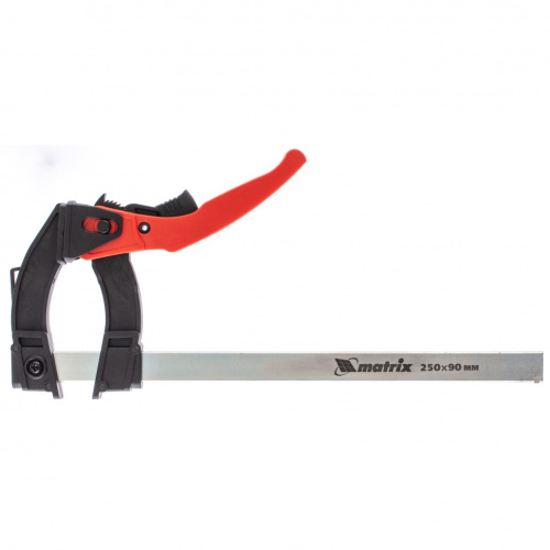 Струбцина реечная быстрозажимная, пластиковый корпус рычажно-храповой механизм, 250 х 90 х 340 мм, штанга 5 х 20 мм Matrix по ценам производителя в Уфе с доставкой по всей России