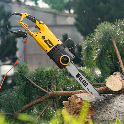 Пила цепная электрическая EDS-2000, 2 кВт,продольная, шина 40 см, шаг 3/8, паз 1.3 мм, 56 звеньев Denzel по ценам производителя в Уфе с доставкой по всей России