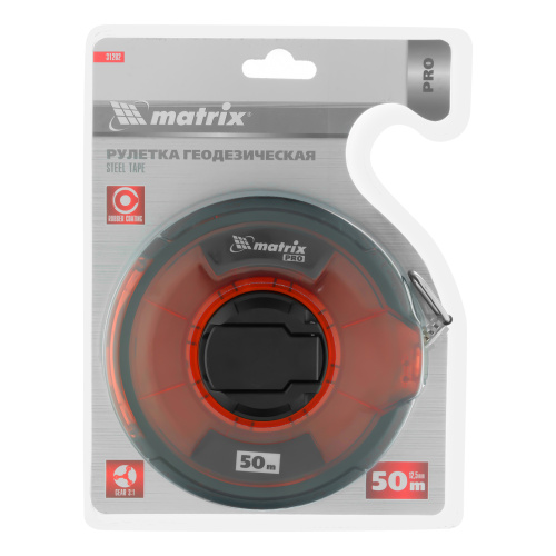 Рулетка геодезическая 50 м х 12,5 мм, закрытый корпус, стальная лента, односторонняя шкала, Pro Matrix по ценам производителя в Уфе с доставкой по всей России