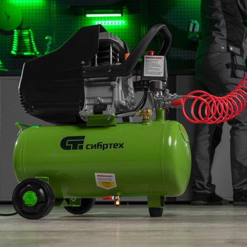 Компрессор воздушный КК-1500/24, 1.5 кВт, 198 л/мин, 24 л, прямой привод, масляный Сибртех по ценам производителя в Уфе с доставкой по всей России