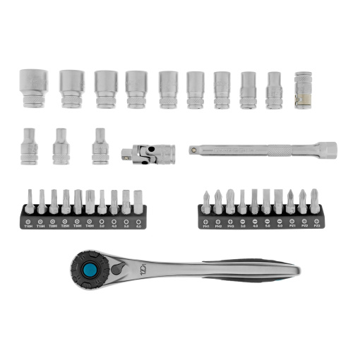 Набор торцевых головок, трещотка 120 зубьев, 1/4", CrV, 36 предметов Gross по ценам производителя в Уфе с доставкой по всей России