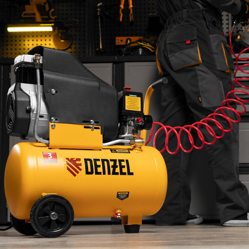 Компрессор воздушный DLC1300/24 безмасляный 1.3 кВт, 24 литра, 206 л/мин Denzel по ценам производителя в Уфе с доставкой по всей России