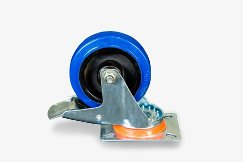 Колесо поворотное из эластичной резины MW70 100 мм с тормозом по ценам производителя в Уфе с доставкой по всей России