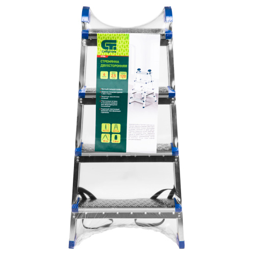 Стремянка двухсторонняя 4 ступени, сталь профиль, стальные ступени, Сибртех по ценам производителя в Уфе с доставкой по всей России