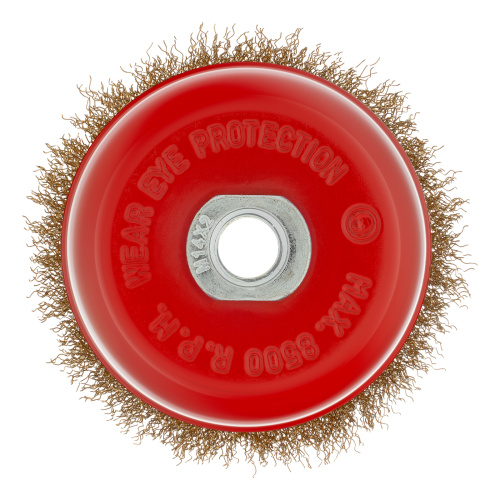 Щетка для УШМ, 100 мм, М14, "чашка", латунированная витая проволока Matrix по ценам производителя в Уфе с доставкой по всей России