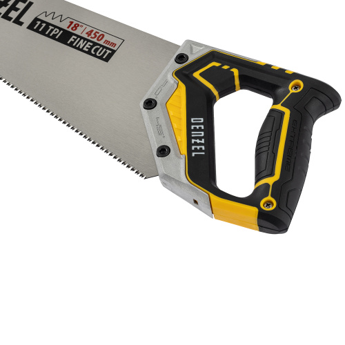 Ножовка по дереву, 450 мм, 9 TPI, зуб 3D, металлопластиковая рукоятка Denzel по ценам производителя в Уфе с доставкой по всей России