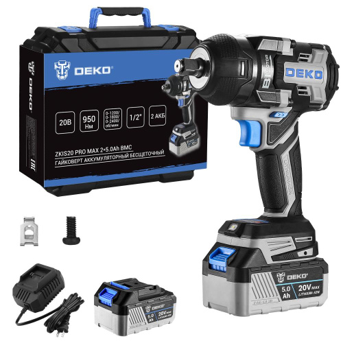 Гайковерт аккумуляторный бесщеточный DEKO ZKIS20 PRO MAX, 20В, 2*5.0Ач, 950 Нм, в кейсе по ценам производителя в Уфе с доставкой по всей России