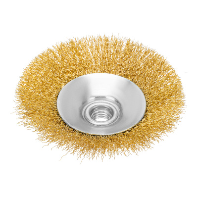 Щетка для УШМ, 125 мм, "Тарелка", витая нержавеющая проволока 0.3 мм, М14 Denzel по ценам производителя в Уфе с доставкой по всей России