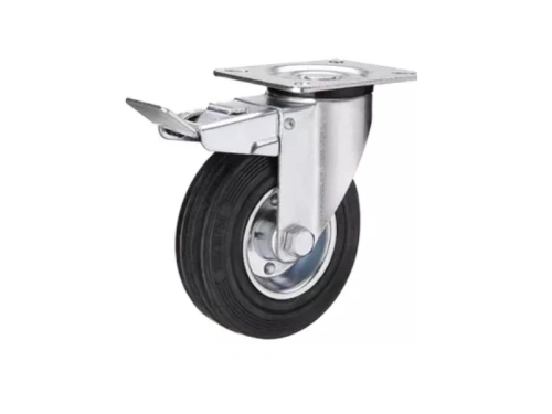 Колесо поворотное усиленное резина SRCB 97 80 мм с тормозом по ценам производителя в Уфе с доставкой по всей России