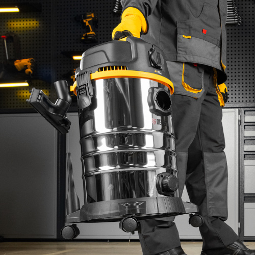 Пылесос строительный RVC30, 1400 Вт, бак 30 л, шланг 3 м, розетка с автосинхр. Denzel по ценам производителя в Уфе с доставкой по всей России