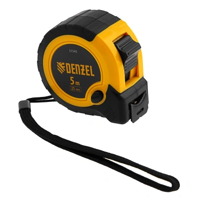 Рулетка 5м х 25мм, двухкомп. корпус, кнопка-пауза Denzel по ценам производителя в Уфе с доставкой по всей России