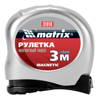 Рулетка Magnetic,3 м х 16 мм,магнитный зацеп Matrix по ценам производителя в Уфе с доставкой по всей России