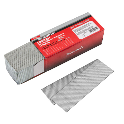 Гвозди для пневматического нейлера, длина 40 мм, ширина 1.25 мм, толщина 1 мм, 5000 шт Matrix по ценам производителя в Уфе с доставкой по всей России