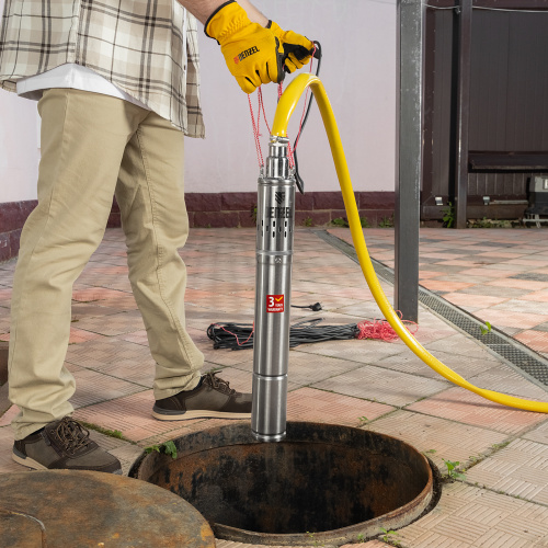 Скважинный насос DWS-3-75, винтовой, диаметр 3", 500 Вт, 1600 л/ч, напор 75 м Denzel по ценам производителя в Уфе с доставкой по всей России