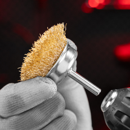 Набор щеток для дрели, 3 шт, 1 плоская, 50 мм, 2 "чашки", 25-50 мм, со шпильками Matrix по ценам производителя в Уфе с доставкой по всей России