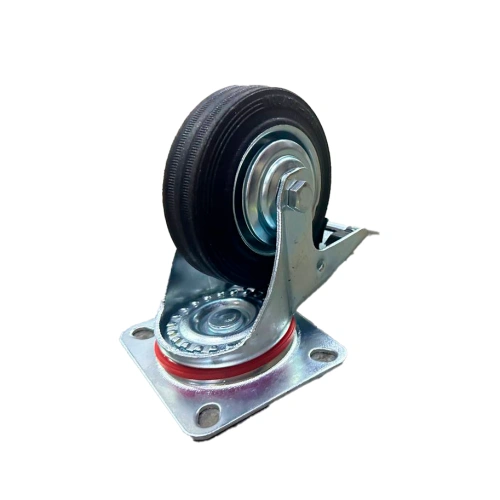 Колесо поворотное резина SCb 42 100 мм с тормозом (F) по ценам производителя в Уфе с доставкой по всей России