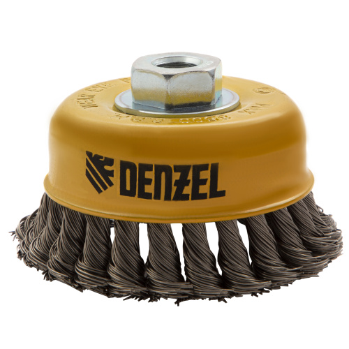 Щетка для УШМ, 100 мм, "Чашка", крученая нержавеющая проволока 0.5 мм, М14 Denzel по ценам производителя в Уфе с доставкой по всей России