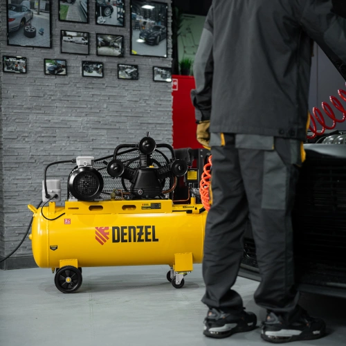 Компрессор воздушный BCW3000-T/100, ременный привод, 3.0 кВт, 100 литров, 520 л/мин Denzel по ценам производителя в Уфе с доставкой по всей России